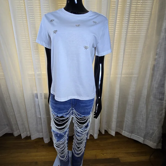 White Embellished T-Shirt - Picture 13 of 16